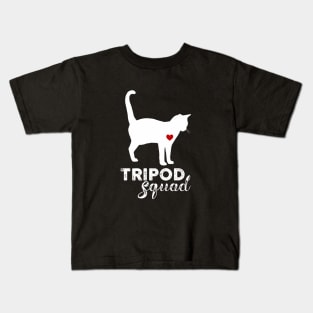 Tripod Squad, Three-Legged Cat, BACK LEFT LEG amputee Kids T-Shirt